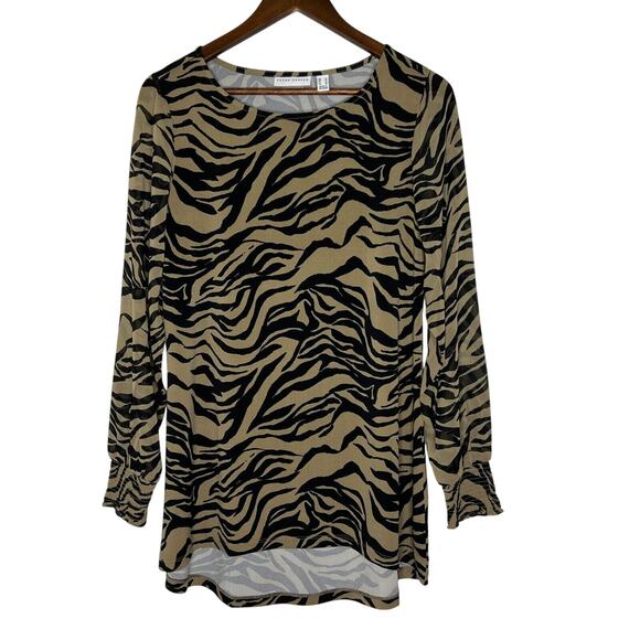 Susan Graver Women’s Top Small Animal Print Zebra Tunic Stretch Lightweight - Picture 1 of 8
